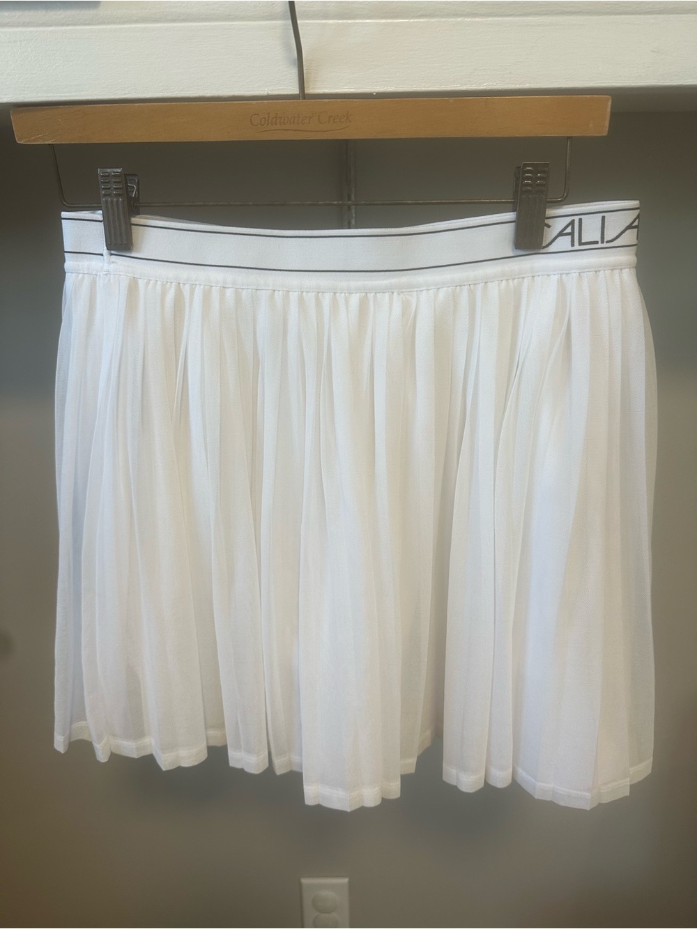 CALIA White Pleated Sporty Tennis Skirt Skort M Athletic Built-in Shorts EUC
